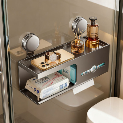 卫生间纸巾盒吸盘免打孔厕纸盒壁挂抽卷纸卫生纸洗脸巾墙上置物架