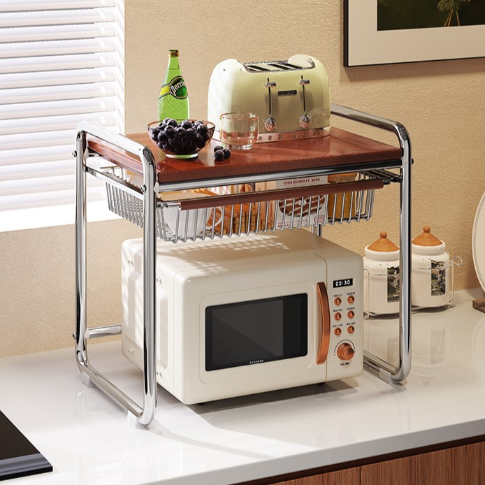 中古风厨房微波炉置物架