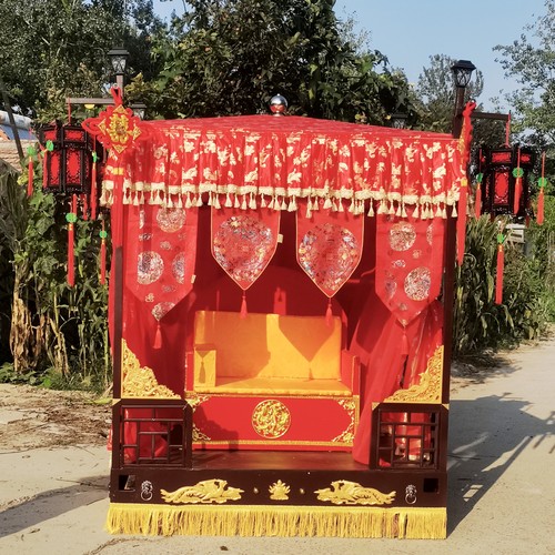 婚庆道具花轿新款仿古床轿子中式婚礼八抬大轿凤撵胡蝶花轿行走床