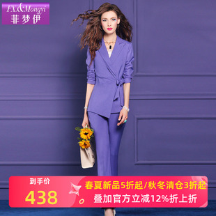 干练气质不规则西服休闲裤 时尚 工作服 女春季 菲梦伊高级感职业套装