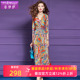 复古波嬉风度假长裙子 波嬉风法式 菲梦伊印花钉珠连衣裙女秋季 新款