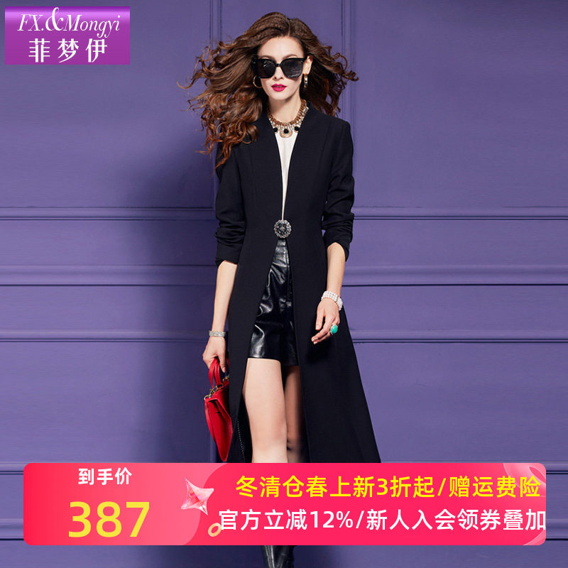 菲梦伊西装风衣外套女中长款2025秋季法式简约OL干练修身气质大衣