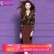 菲梦伊假两件提花连衣裙女冬季 复古高级感轻熟收腰气质V领包臀裙