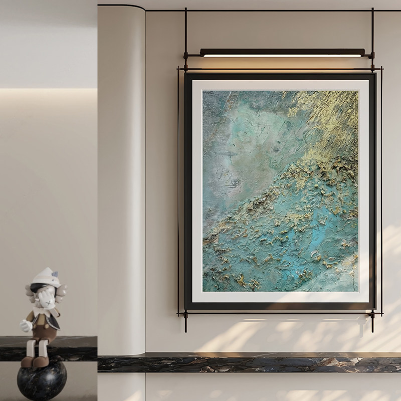 中古风金属杆带氛围灯客厅餐厅沙发背景墙挂画入户壁玄关装饰壁画