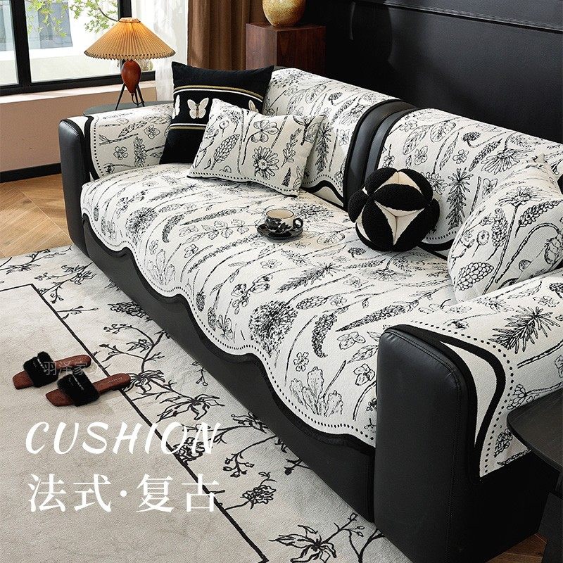 家居通用雪尼尔沙发垫垫子四季通用简约现代风一片式防滑沙发坐垫