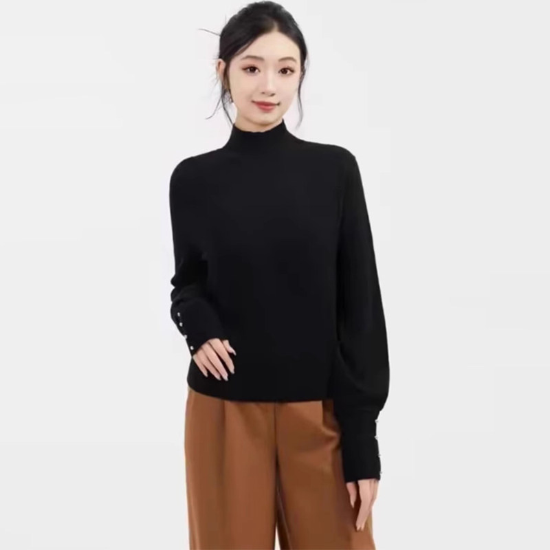 商场同款女装秋冬纯色百搭优雅半高领羊绒打底针织衫毛衣1399653
