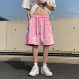 2024满天星扎染重磅纯棉宽松直筒休闲五分裤XZ503-1DK520P45控68，男装牛仔裤，星座503-1