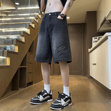 2025夏季宽松直筒无弹小众男女款五分牛仔裤XZ503-1DK519P45控68，男装牛仔裤，星座503-1
