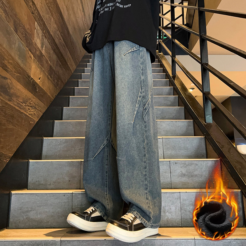 加绒现货现货美式拼接直筒牛仔长裤XZ503-K825特P45-加绒55,男装牛仔裤,星座503-1