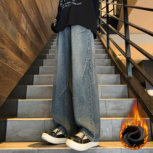 加绒现货 现货美式拼接直筒牛仔长裤XZ503-K825特P45-加绒55图片