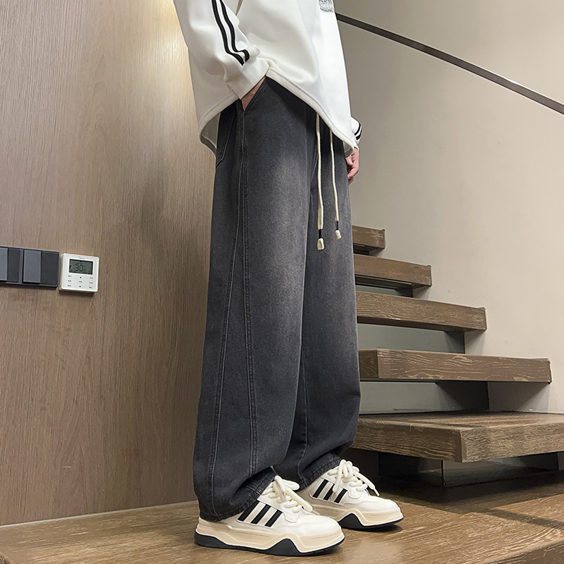 春秋季美式直筒宽松抽绳潮流百搭牛仔裤XZ503-1-K818P50-78图片