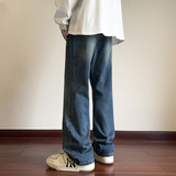 秋冬季直筒男女款水洗纯色微喇牛仔裤XZ503-1K820P50控78，男装牛仔裤，星座503-1