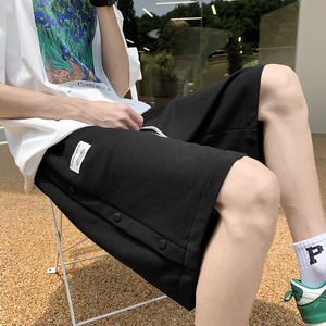 夏季排扣贴标男女款休闲五分裤篮球短裤XZ503-1DK510P40控58图片