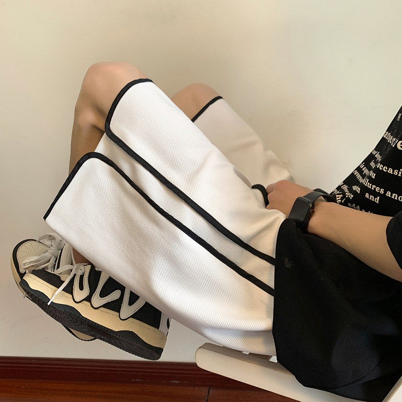 2024菠萝纹拼接条纯色男女五分休闲短裤XZ503-1DK513P40控58图片