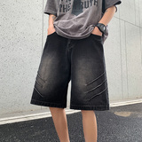 2025夏季宽松直筒无弹小众男女款五分牛仔裤XZ503-1DK519P45控68，男装牛仔裤，星座503-1