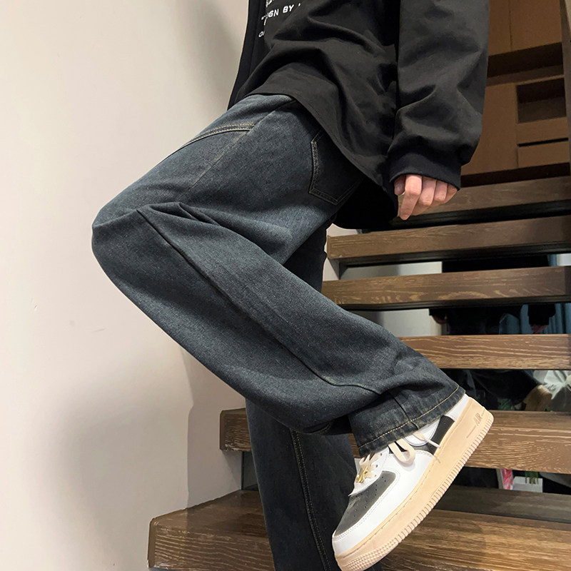 春秋季男女款拼接松紧腰复古牛仔长裤XZ503-1K822P55控78,男装休闲裤,星座503-1