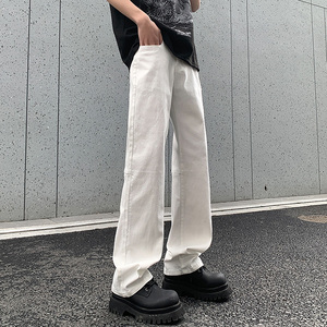 2025夏季拼接泥黄色破洞弹力修身薄款牛仔裤XZ503-1K828-P55控78图片