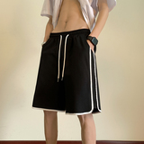 2024菠萝纹拼接条纯色男女五分休闲短裤XZ503-1DK513P45控68，男装牛仔裤，星座503-1