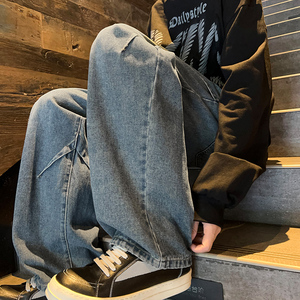 ！现货美式拼接直筒牛仔长裤XZ503-K825特P45（S-3XL两色）图片