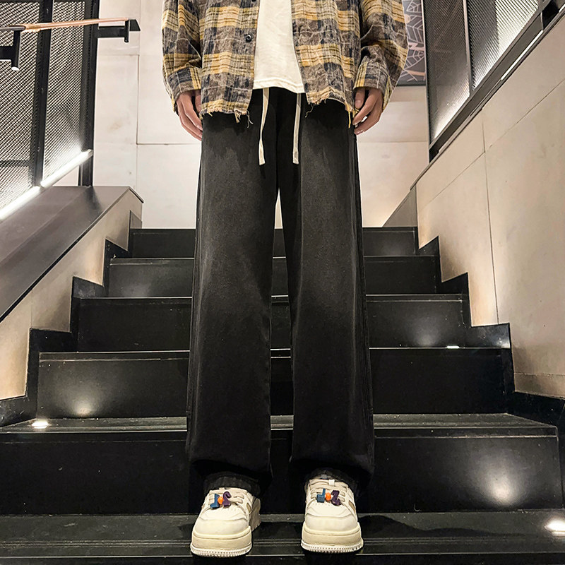 2025秋冬新款元素三条杠拼接牛仔长裤现货XZ503-K841P55控78,男装休闲裤,星座503-1
