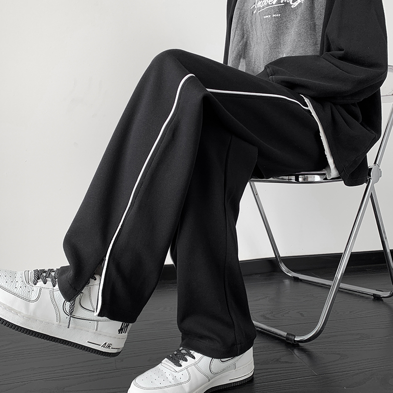 秋季男女款高街宽松直筒脚口拉链休闲运动裤XZ503-1-K5018P55控78，女装休闲裤，星座503-1