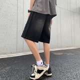 2025夏季宽松直筒无弹小众男女款五分牛仔裤XZ503-1DK519P45控68，男装牛仔裤，星座503-1