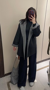 高端定制双面羊绒羊毛大衣女2025秋冬新款宽松毛呢系带外套