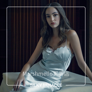MIRACLE SILKY DAY&NIGHT系列贝壳真丝水钻睡裙性感蚕丝吊 6折