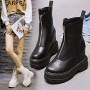 Giày cao cổ Guidi Martin boot nữ dây kéo phía trước tăng bốt ngắn đế dày màu đen 2019 hè sản phẩm mới thủy triều - Giày ống