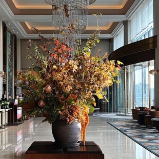 海虹景观仿真花艺盆栽桌面大型假绿植酒店大堂仿真花盆景装饰摆件