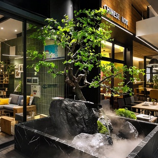 新中式仿真大型吊钟假绿植盆栽室内装饰假树餐厅仿生植物造景摆件