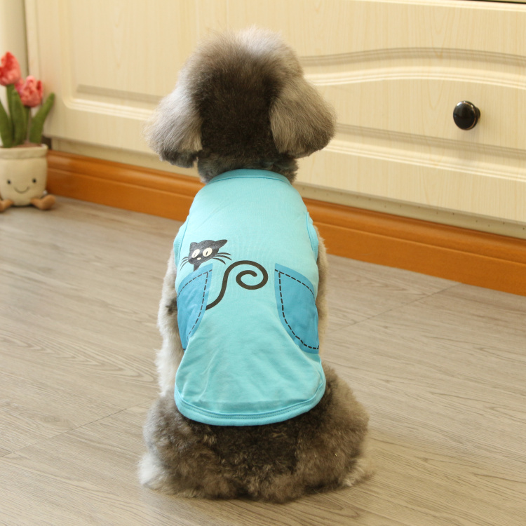 狗狗衣服春夏款可爱口袋猫纯棉