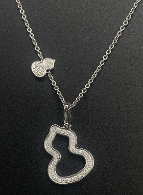 戈耀珠宝18K满钻葫芦项链培育钻石白金钻石葫芦吊坠