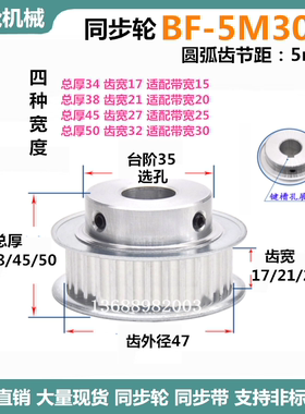 带台同步轮5M30齿 17/21/27/32齿宽  精加工选孔8-25 5M同步带