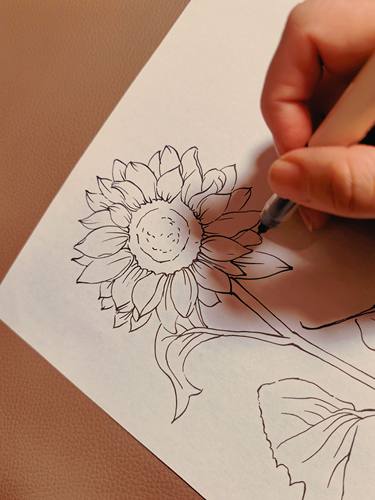纯手绘向日葵花卉现货送相框 可定做 送朋友长辈diy礼物 H002