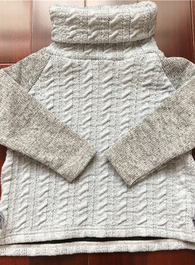 出口日本原单 coto cott*e 灰色 蝴蝶结 高领 麻花 儿童 长袖毛衣