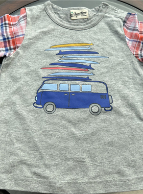 清仓特价 出口日本原单 love小汽车纯棉柔软灰色卡通短袖童装夏装