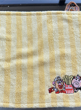 出口日本原单 黄色卡通可爱刺绣贴布纯棉柔软全棉舒适吸水 小方巾