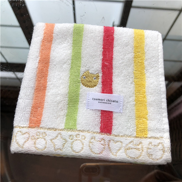 出口日本原单 津森千里 猫头刺绣彩条卡通 小方巾手帕儿童小毛巾在类目 居家布艺, 毛巾/浴巾/浴袍, 手巾/手帕中 - 来自Buy2taobao.com提供专业的淘宝代购服务