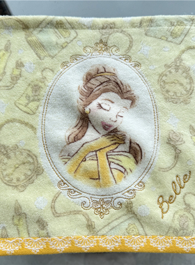 出口日本原单 贝儿公主卡通可爱纯棉柔软全棉黄色舒适吸水 小方巾