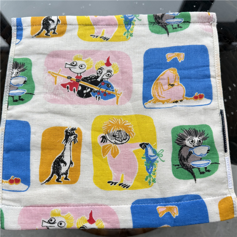 出口日本原单 姆明MOOMI*N 卡通可爱纱布纯棉柔软全棉吸水 小方巾