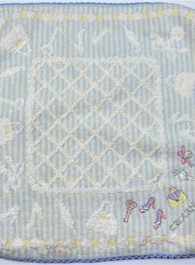 出口日本原单 蓝色 蕾丝边 包包刺绣纯棉柔软精美 全棉小方巾手帕