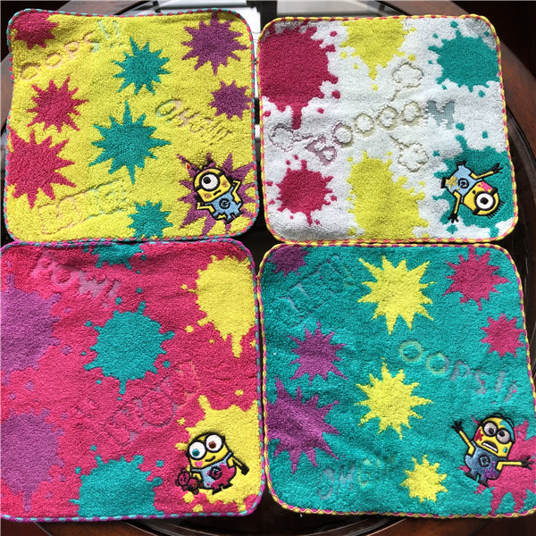 迷你款~出口日本原单 小h人 卡通 婴儿宝宝 刺绣小方巾手帕口水巾