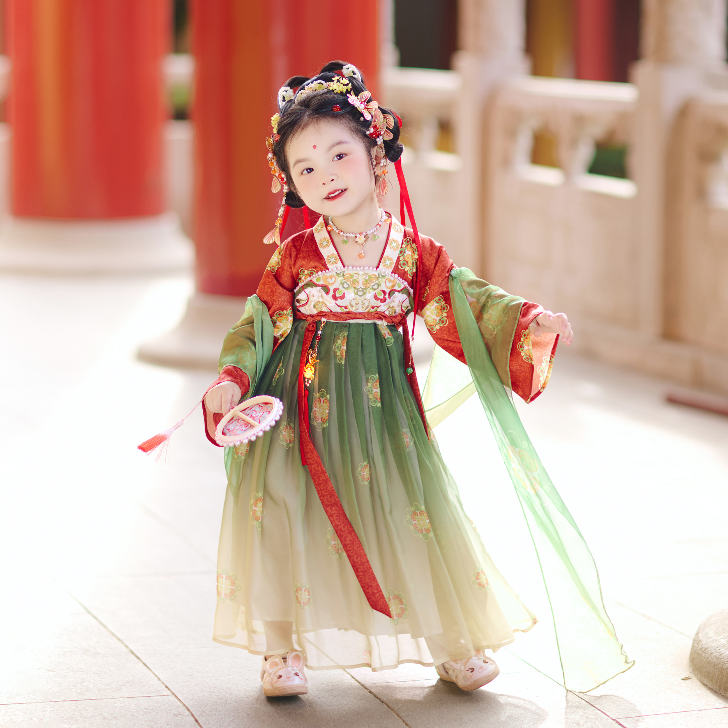 2025年秋季中大童女童国风汉服裙子儿童中式中秋汉服女宝古风仙气