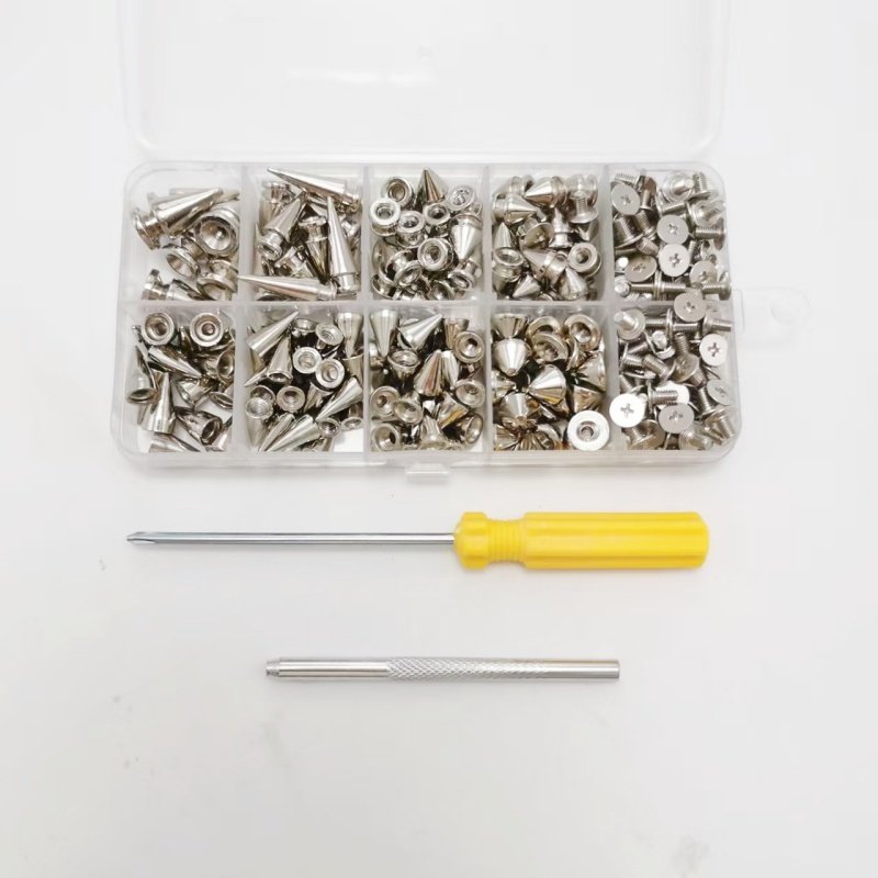 354pcs朋克钉9尺寸套装尖头铆钉