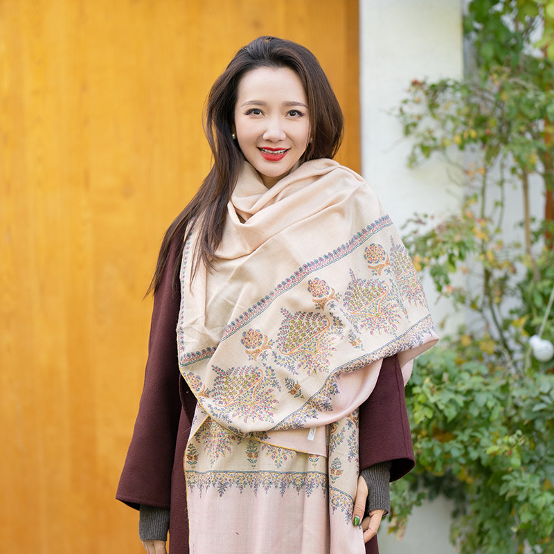 NagarNan-双面双色设计款刺绣那家楠克什米尔手工羊绒披肩围巾,服饰配件/皮带/帽子/围巾,围巾/丝巾/披肩,淘宝优惠券,粉丝福利购,淘宝优惠卷