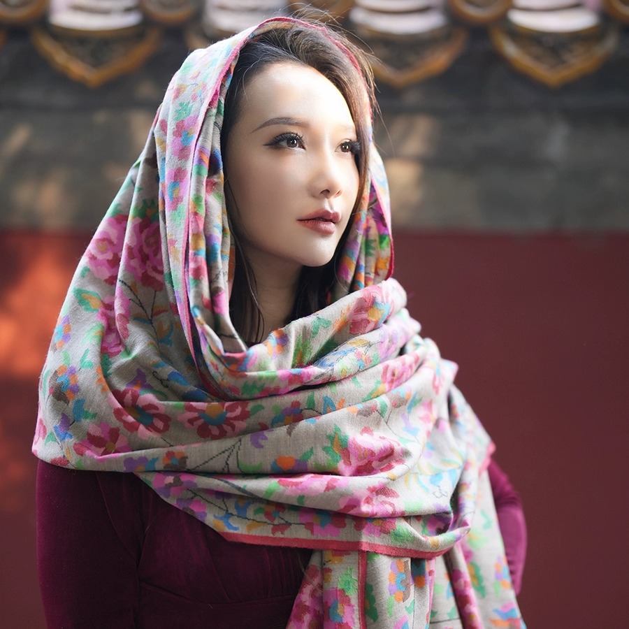 NagarNan超美小色块2.5Y黄金尺寸Kani卡尼那家楠克什米尔羊绒披肩