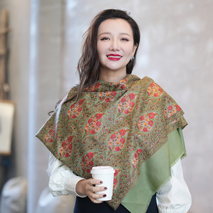 NagarNan-真丝帝王绣满绣那家楠克什米尔手工羊绒披肩围巾