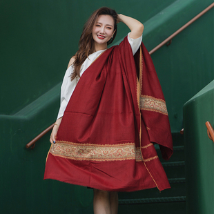 NagarNan-那家楠Pashmina系列古董卡尼Kani窄边手工羊绒披肩围巾