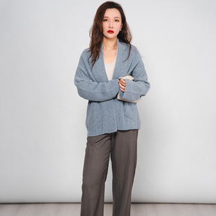 NagarNan-复古百搭莫兰迪色系羊绒小外套倾斜兜气质简约毛衣